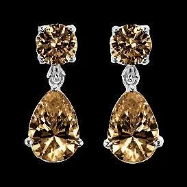 GB Earrings 250 Ct Brown Pear Round Natural Earth Mined Diamonds Dangle Earrings GB Earrings 250 Ct Brown Pear Round Natural Earth Mined Diamonds Dangle Earrings