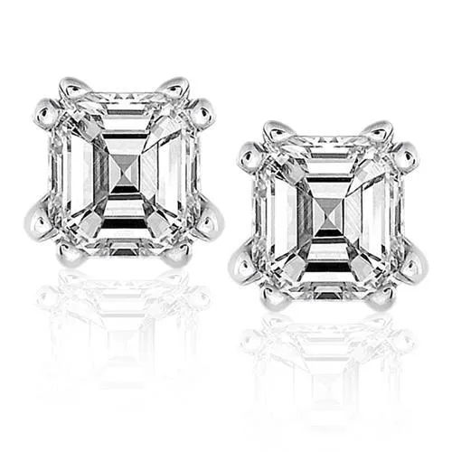 GB Earrings 2 Carats Asscher Cut Natural Earth Mined Diamond Stud Earring White Gold Fine Jewelry GB Earrings 2 Carats Asscher Cut Natural Earth Mined Diamond Stud Earring White Gold Fine Jewelry