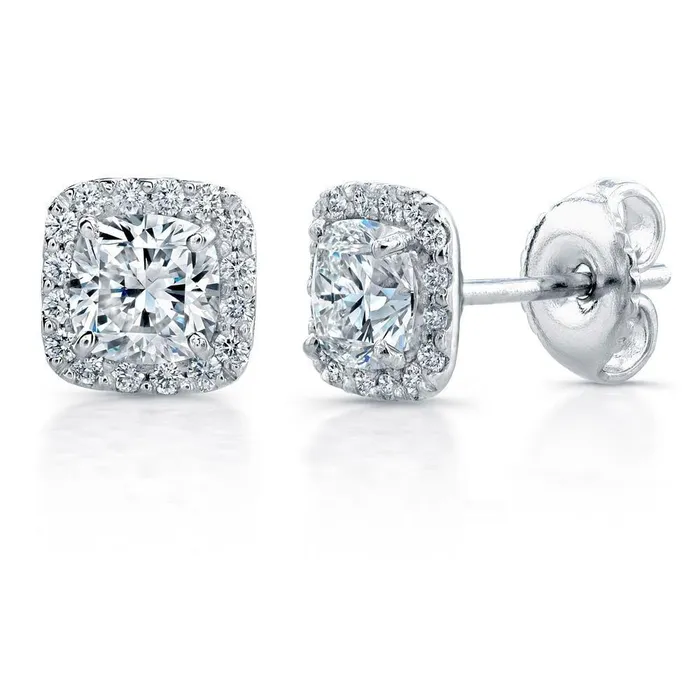 GB Earrings 390 Carats Cushion Halo Natural Earth Mined Diamond Stud Women Earring Gold Jewelry GB Earrings 390 Carats Cushion Halo Natural Earth Mined Diamond Stud Women Earring Gold Jewelry