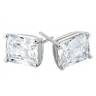GB Earrings 4 Carats Solitaire Radiant Cut Natural Earth Mined Diamond Stud Earring White Gold 14K GB Earrings 4 Carats Solitaire Radiant Cut Natural Earth Mined Diamond Stud Earring White Gold 14K