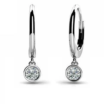 GB Earrings Drop Down Bezel Earrings 1 Carat Round Natural Earth Mined Diamond White Gold GB Earrings Drop Down Bezel Earrings 1 Carat Round Natural Earth Mined Diamond White Gold