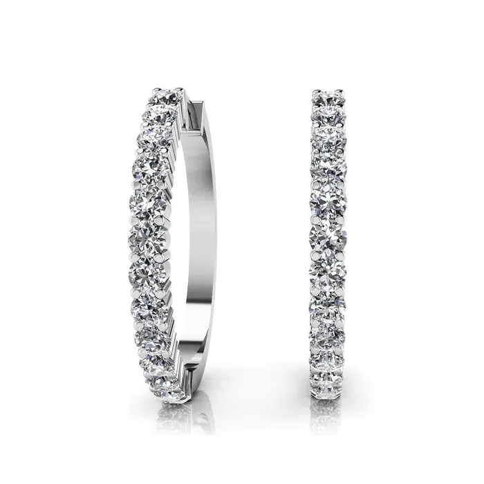 GB Earrings Must Have Hoop Natural Earth Mined Diamonds Earrings Brilliant Cut White Gold 2 Ct Round GB Earrings Must Have Hoop Natural Earth Mined Diamonds Earrings Brilliant Cut White Gold 2 Ct Round