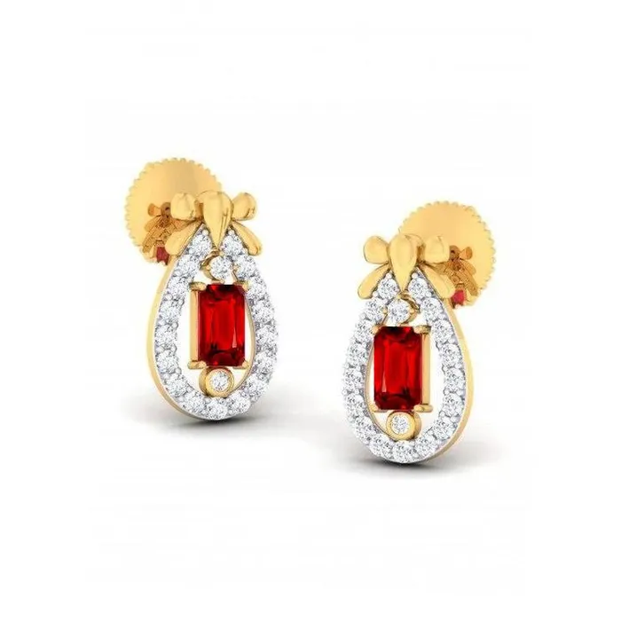 GB Earrings Pear Shape Stud Earrings 410 Carats Ruby Natural Earth Mined Diamonds Yellow Gold 14K GB Earrings Pear Shape Stud Earrings 410 Carats Ruby Natural Earth Mined Diamonds Yellow Gold 14K