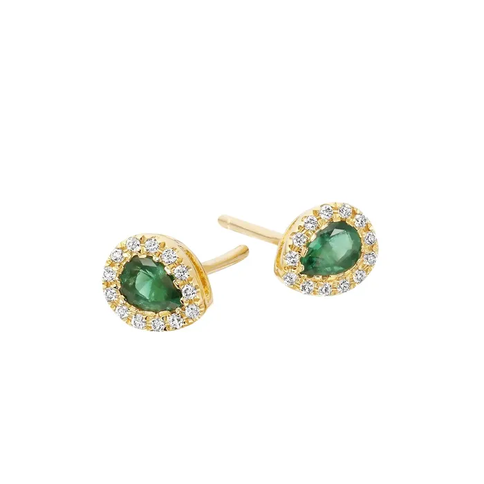 GB Earrings Prong Set 680 Carats Green Emerald Natural Earth Mined Diamond Stud Earrings Yellow Gold 14K GB Earrings Prong Set 680 Carats Green Emerald Natural Earth Mined Diamond Stud Earrings Yellow Gold 14K