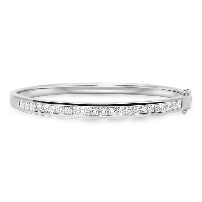 GB Earrings White Gold 14K 345 Carats Princess Cut Natural Earth Mined Diamond Bangle Lady GB Earrings White Gold 14K 345 Carats Princess Cut Natural Earth Mined Diamond Bangle Lady