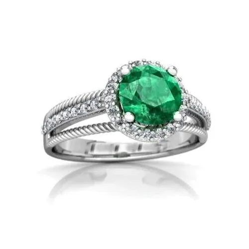 GB Green Emerald With Natural Earth Mined Diamonds 360 Carats Wedding Ring 14K White Gold Rings GB Green Emerald With Natural Earth Mined Diamonds 360 Carats Wedding Ring 14K White Gold Rings
