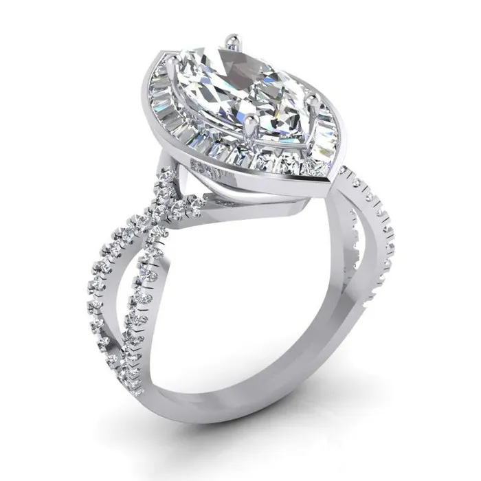 GB Marquise Halo Natural Earth Mined Diamond Engagement Ring 550 Carats Womens Jewelry Rings