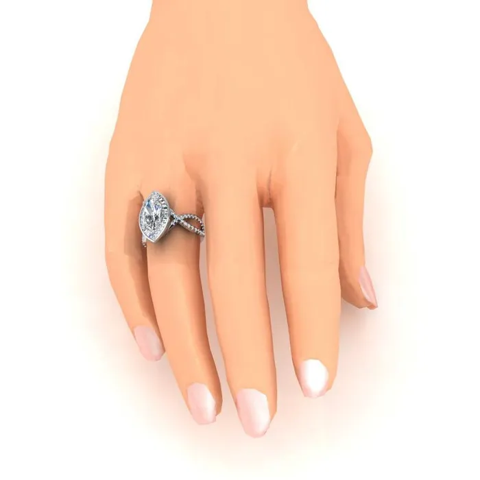 GB Marquise Halo Natural Earth Mined Diamond Engagement Ring 550 Carats Womens Jewelry Rings