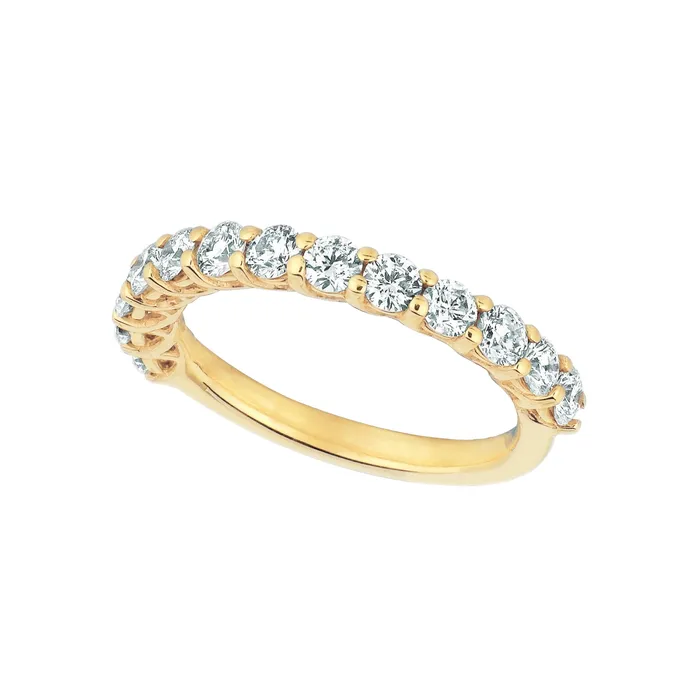 GB Natural Earth Mined Diamond Half Eternity Band Ring 133 Carats 14K Yellow Gold Rings