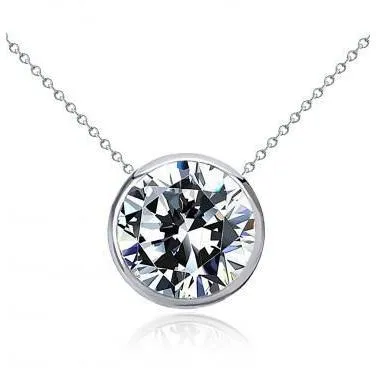 GB Necklaces Round Natural Earth Mined Diamond Necklace Pendant 2 Carats Bezel Set White Gold Jewelry GB Necklaces Round Natural Earth Mined Diamond Necklace Pendant 2 Carats Bezel Set White Gold Jewelry