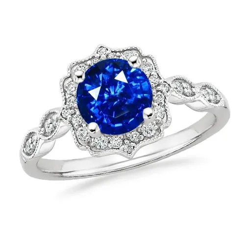 GB Rings 14 Ct Round Cut Sri Lanka Sapphire Gem Stone Ring