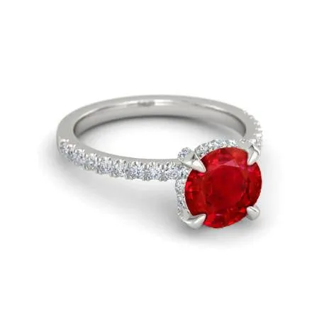 GB Rings 14K White Gold Ruby And Natural Earth Mined Diamonds 380 Carats Engagement Ring GB Rings 14K White Gold Ruby And Natural Earth Mined Diamonds 380 Carats Engagement Ring
