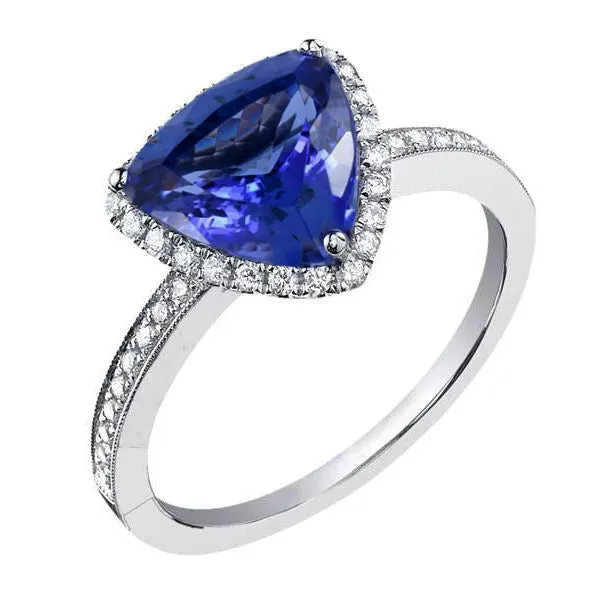 GB Rings 14K White Gold Trillion Tanzanite Natural Earth Mined Diamonds 350 Ct Anniversary Ring GB Rings 14K White Gold Trillion Tanzanite Natural Earth Mined Diamonds 350 Ct Anniversary Ring