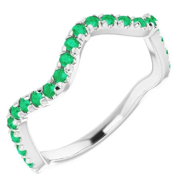 GB Rings 3 Carats Freeform Shank Ring Green Emerald Stones White Gold 14K GB Rings 3 Carats Freeform Shank Ring Green Emerald Stones White Gold 14K