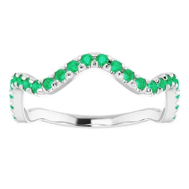 GB Rings 3 Carats Freeform Shank Ring Green Emerald Stones White Gold 14K GB Rings 3 Carats Freeform Shank Ring Green Emerald Stones White Gold 14K