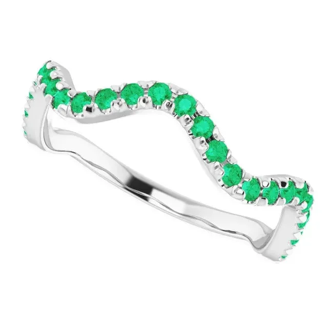 GB Rings 3 Carats Freeform Shank Ring Green Emerald Stones White Gold 14K GB Rings 3 Carats Freeform Shank Ring Green Emerald Stones White Gold 14K