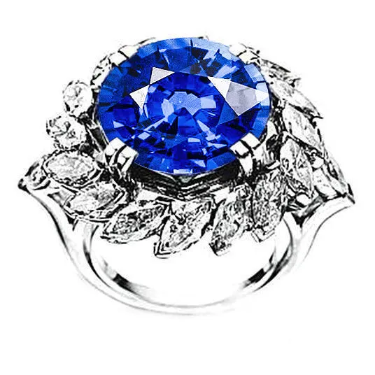 GB Rings 825 Ct Big Sri Lanka Sapphire And Marquise Natural Earth Mined Diamonds Ring GB Rings 825 Ct Big Sri Lanka Sapphire And Marquise Natural Earth Mined Diamonds Ring