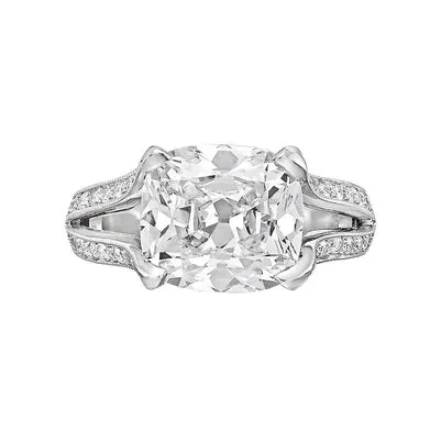 GB Rings Cushion Solitaire Lab Grown Diamond Engagement Ring Accented 8 Ct White Gold GB Rings Cushion Solitaire Lab Grown Diamond Engagement Ring Accented 8 Ct White Gold