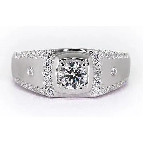 GB Rings Custom Jewelry White Gold Anniversary Ring Round Real Natural Earth Mined Diamond GB Rings Custom Jewelry White Gold Anniversary Ring Round Real Natural Earth Mined Diamond