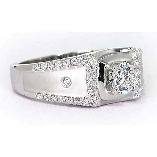 GB Rings Custom Jewelry White Gold Anniversary Ring Round Real Natural Earth Mined Diamond GB Rings Custom Jewelry White Gold Anniversary Ring Round Real Natural Earth Mined Diamond