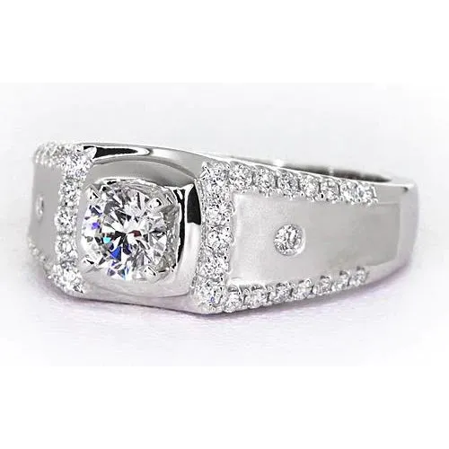 GB Rings Custom Jewelry White Gold Anniversary Ring Round Real Natural Earth Mined Diamond GB Rings Custom Jewelry White Gold Anniversary Ring Round Real Natural Earth Mined Diamond
