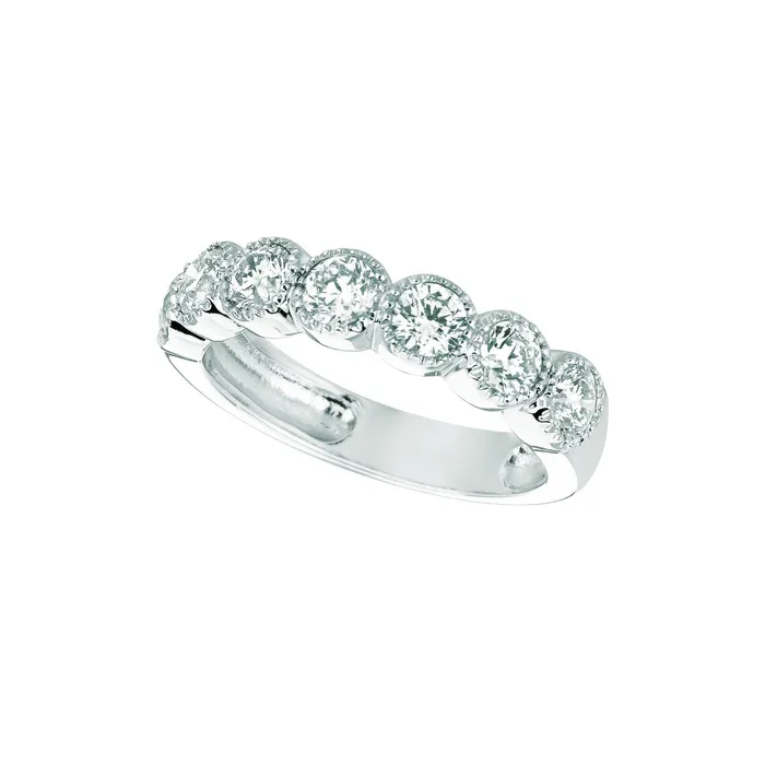 GB Rings Round Natural Earth Mined Diamond Half Eternity Band 140 Carats 14K White Gold GB Rings Round Natural Earth Mined Diamond Half Eternity Band 140 Carats 14K White Gold