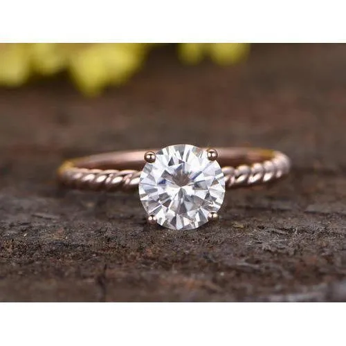 GB Rings Solitaire Round 2 Carats Natural Earth Mined Diamond Rose Gold Wedding Ring GB Rings Solitaire Round 2 Carats Natural Earth Mined Diamond Rose Gold Wedding Ring