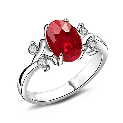 GB Rings Solitaire With Accent 170 Ct Ruby And Natural Earth Mined Diamonds Ring White Gold 14K GB Rings Solitaire With Accent 170 Ct Ruby And Natural Earth Mined Diamonds Ring White Gold 14K