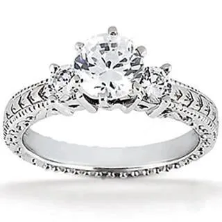 GB Rings Three Stone Engagement Ring 2 Ct Antique Style White Gold 14K Earth Mined Diamnod GB Rings Three Stone Engagement Ring 2 Ct Antique Style White Gold 14K Earth Mined Diamnod