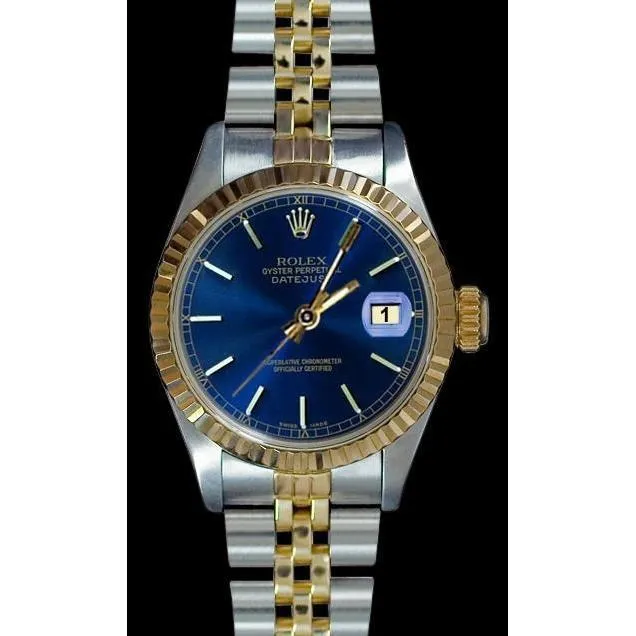 GB Watches Blue Stick Dial Fluted Bezel Datejust Rolex Women Watch Ss Gold GB Watches Blue Stick Dial Fluted Bezel Datejust Rolex Women Watch Ss Gold