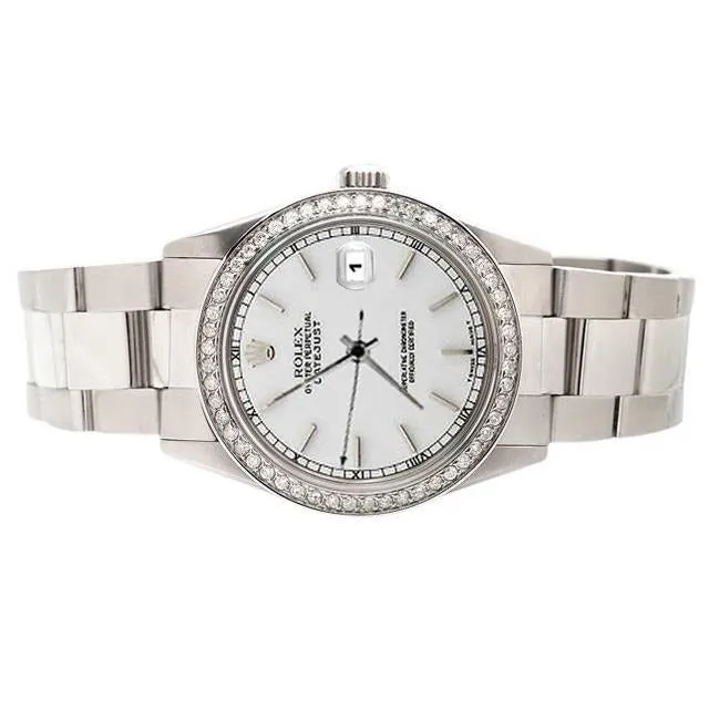 GB Watches Rolex Diamond Bezel Ss White Stick Dial Datejust Watch