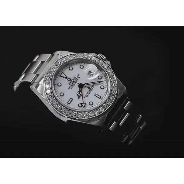 GB Watches Rolex Gents Explorer Ii Watch White Dial Custom Diamond Bezel Ss GB Watches Rolex Gents Explorer Ii Watch White Dial Custom Diamond Bezel Ss