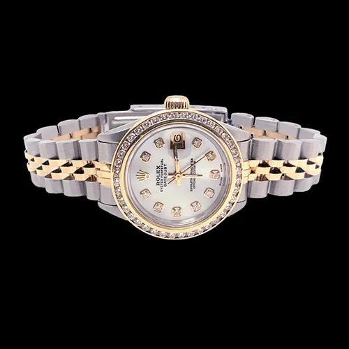 GB Watches Ss Gold Rolex Ladies Datejust Watch Diamond Dial Channel Set Bezel