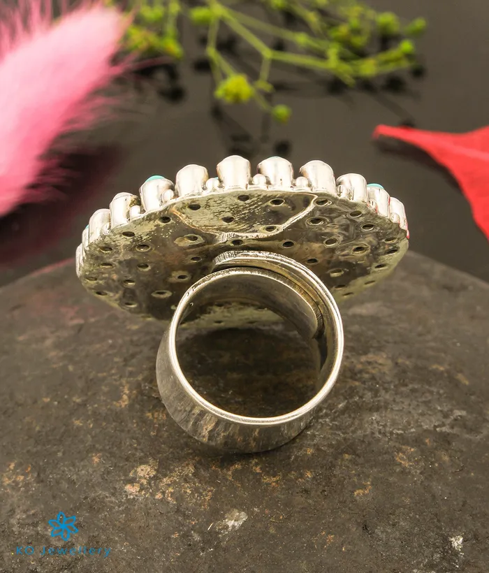 Gemstone Rings The Prisha Silver Gemstone Cocktail FingerringPearlTurquoise