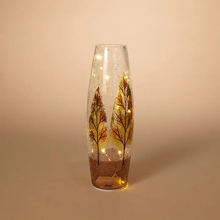 Gerson Company Gerson Company 118 BO Lighted Autumn Tree Design Crackle Glass Vase Necklaces Gerson Company Gerson Company 118 BO Lighted Autumn Tree Design Crackle Glass Vase Necklaces