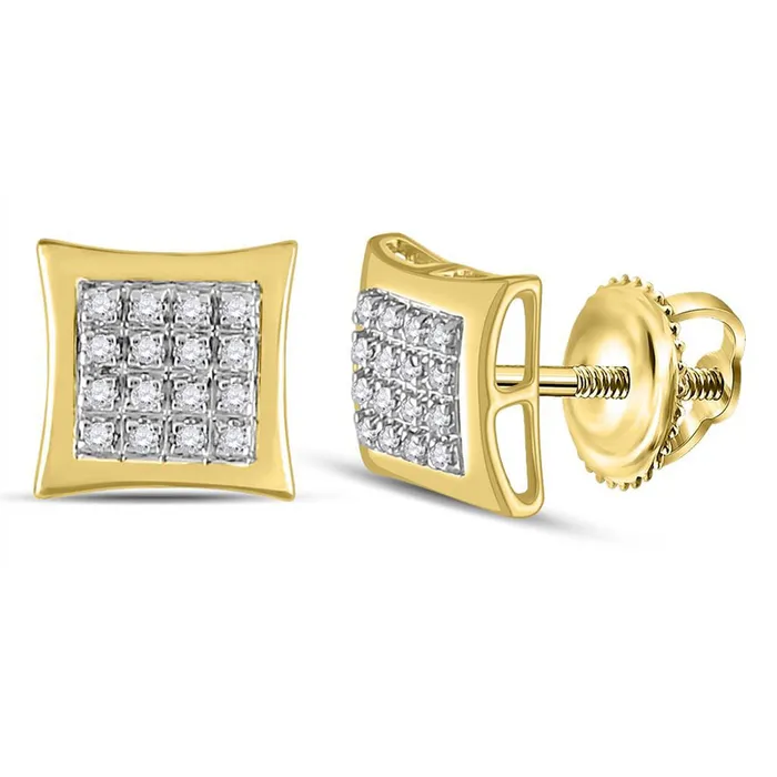 GND Earrings GND 10kt Yellow Gold Mens Round Diamond Kite Square Earrings 112 Cttw GND Earrings GND 10kt Yellow Gold Mens Round Diamond Kite Square Earrings 112 Cttw