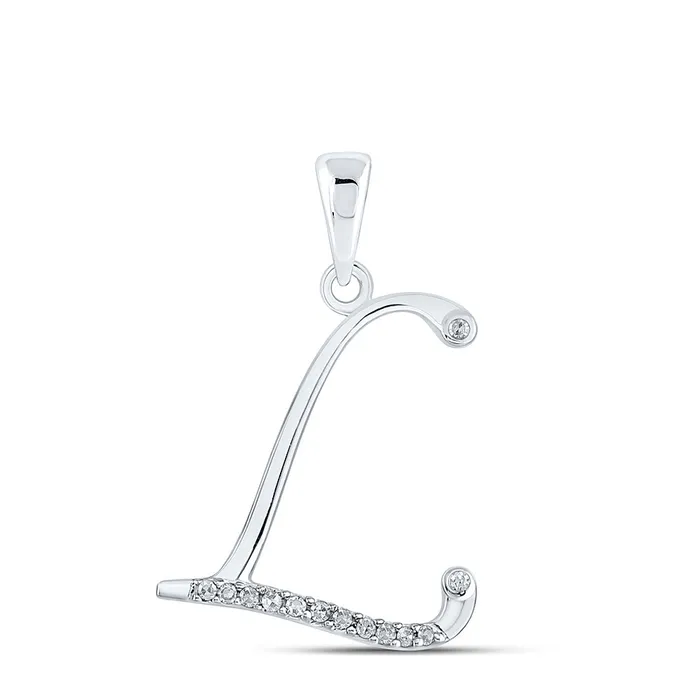 GND Necklaces GND 10Kt White Gold Womens Round Diamond L Initial Letter Pendant 112 Cttw GND Necklaces GND 10Kt White Gold Womens Round Diamond L Initial Letter Pendant 112 Cttw