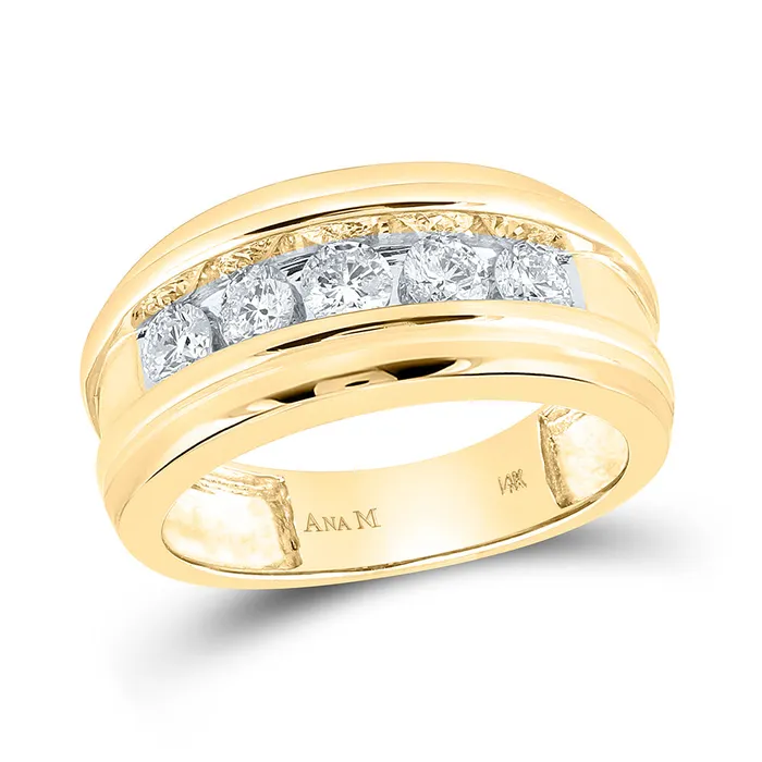 GND Rings GND 14kt Yellow Gold Mens Round Diamond Wedding Channel Set Band Ring 1 Cttw GND Rings GND 14kt Yellow Gold Mens Round Diamond Wedding Channel Set Band Ring 1 Cttw