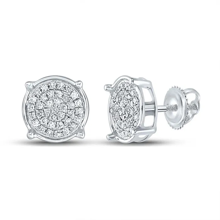 GND Sterling Silver Mens Round Diamond Disk Circle Earrings 18 Cttw GND Earrings GND Sterling Silver Mens Round Diamond Disk Circle Earrings 18 Cttw GND Earrings