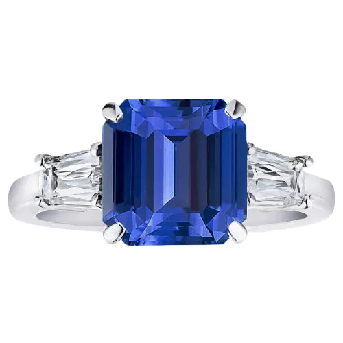 Gold Anniversary Ring 3 Carats Emerald Cut Blue Sapphire Baguettes HarryChadEntcom Rings Gold Anniversary Ring 3 Carats Emerald Cut Blue Sapphire Baguettes HarryChadEntcom Rings