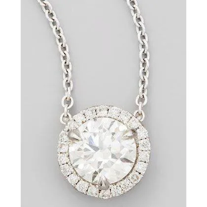 Halo Round Natural Earth Mined Diamond Necklace Pendant 265 Ct White Gold Jewelry GB Necklaces Halo Round Natural Earth Mined Diamond Necklace Pendant 265 Ct White Gold Jewelry GB Necklaces