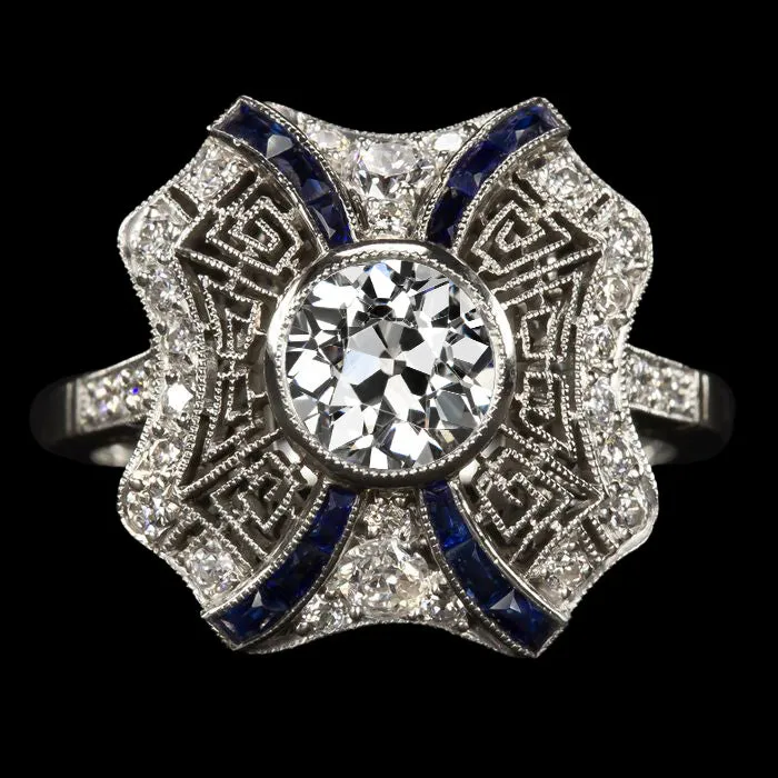 HarryChadEntcom Antique Style Old Cut Natural Earth Mined Diamond Trapezoid Sapphires Ring 375 Carats Rings HarryChadEntcom Antique Style Old Cut Natural Earth Mined Diamond Trapezoid Sapphires Ring 375 Carats Rings
