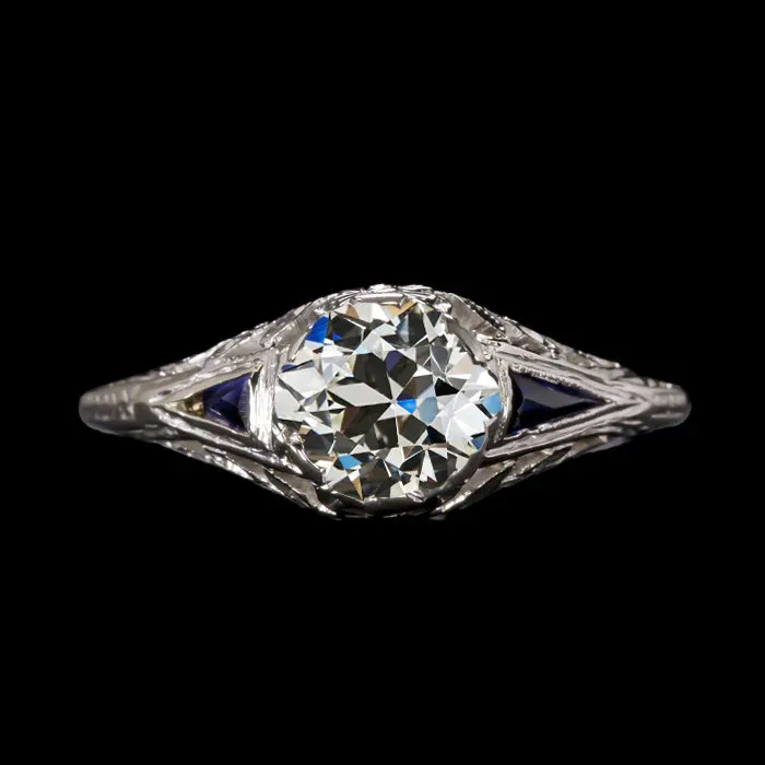 HarryChadEntcom Art Deco Jewelry New Round Old Cut Sapphire Three Stone Ring Rings HarryChadEntcom Art Deco Jewelry New Round Old Cut Sapphire Three Stone Ring Rings