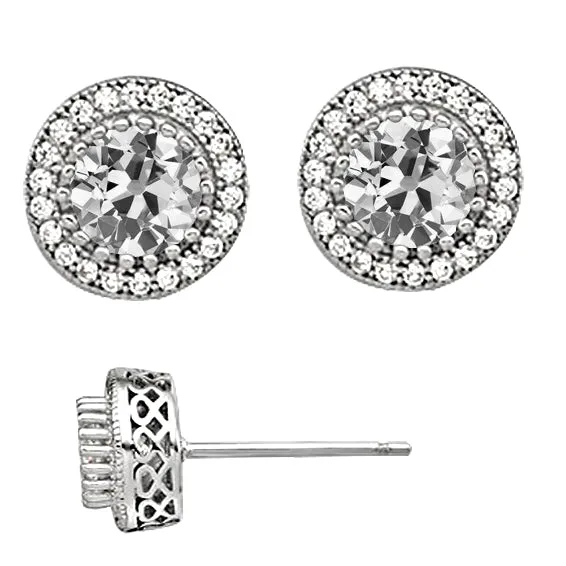 HarryChadEntcom Earrings 450 Ct Halo Real Diamond Earrings Old Miner Studs White Gold 14K HarryChadEntcom Earrings 450 Ct Halo Real Diamond Earrings Old Miner Studs White Gold 14K