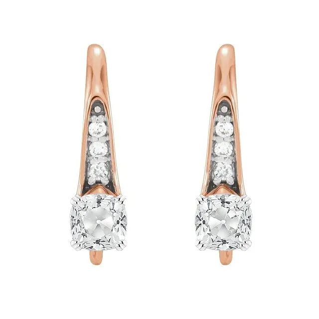 HarryChadEntcom Earrings Genuine Diamond Drop Earrings 450 Ct Cushion Old Mine Cut Two Tone Gold
