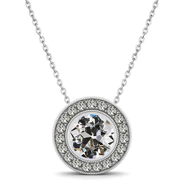 HarryChadEntcom Necklaces Sparkling Halo Real Diamond Pendant 3 Carats Round Old Miner HarryChadEntcom Necklaces Sparkling Halo Real Diamond Pendant 3 Carats Round Old Miner