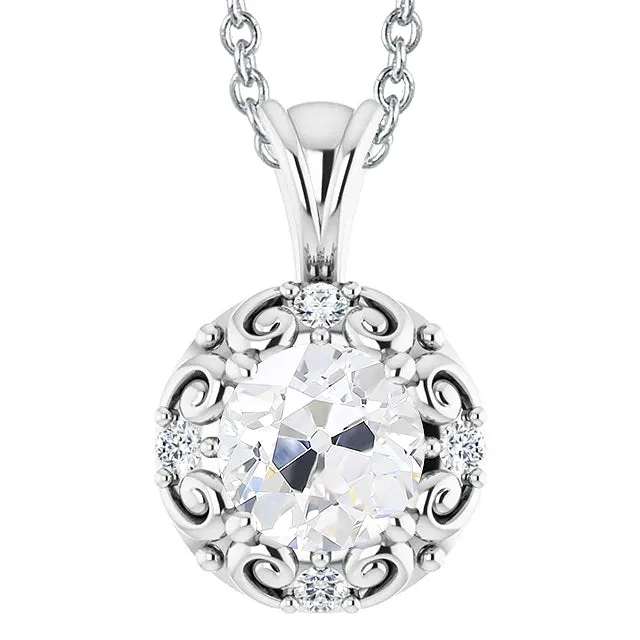 HarryChadEntcom Necklaces White Gold Round Natural Earth Mined Diamond Pendant Old Mine Cut 350 Carats 14K HarryChadEntcom Necklaces White Gold Round Natural Earth Mined Diamond Pendant Old Mine Cut 350 Carats 14K