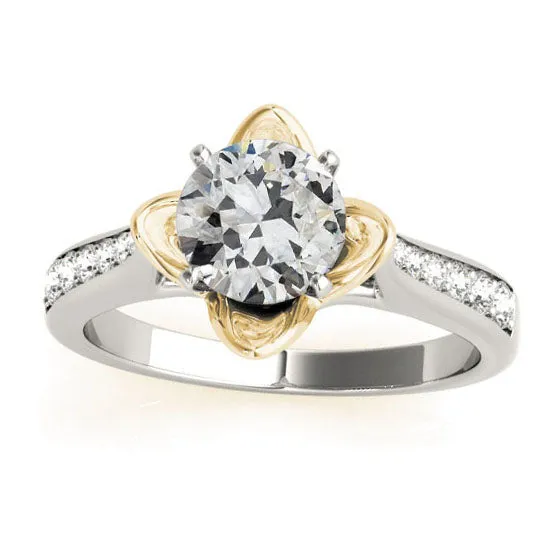HarryChadEntcom Rings 14K Gold Round Old Cut Natural Earth Mined Diamond Ring Flower Style 275 Carats Two Tone HarryChadEntcom Rings 14K Gold Round Old Cut Natural Earth Mined Diamond Ring Flower Style 275 Carats Two Tone