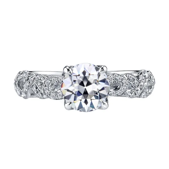 HarryChadEntcom Rings 2 Carats Old Mine Cut Genuine Diamond Solitaire With Accent Ring HarryChadEntcom Rings 2 Carats Old Mine Cut Genuine Diamond Solitaire With Accent Ring
