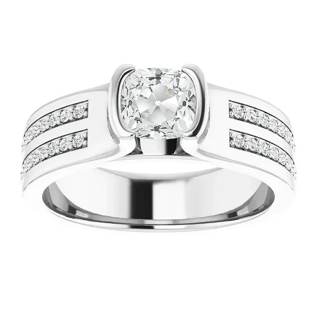 HarryChadEntcom Rings 350 Carats Round Cushion Old Cut Natural Earth Mined Diamond Ring Half Bezel Set HarryChadEntcom Rings 350 Carats Round Cushion Old Cut Natural Earth Mined Diamond Ring Half Bezel Set